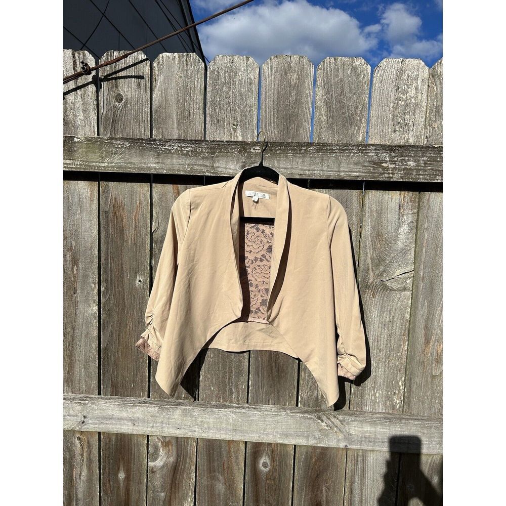 C'est Toi Button Front Lace Blazer Cardigan 3/4 Sleeve Small Fall Light Cute